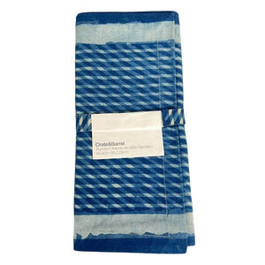 Crate & Barrel Table Runner Indigo Blue Block Print Nautical Beachy 14"x 90"